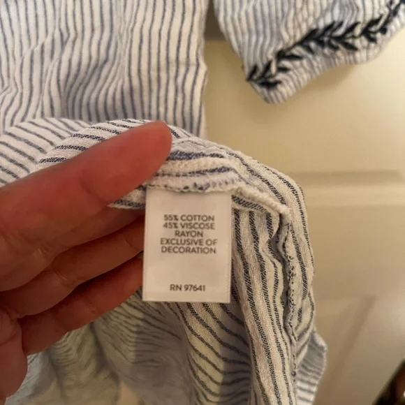 JJILL STRIPED BLUE AND WHITE EMBROIDERED DRESS - Picture 5 of 6